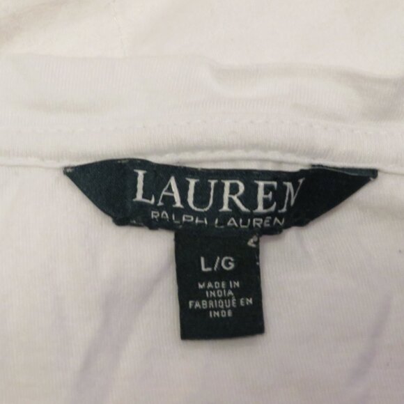 Lauren Ralph Lauren T-Shirt Short Sleeve White with Black Cursive Size L Women's - Picture 3 of 5